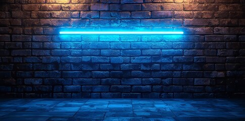 ENTERTAINMENT - Fluorescent neon tube sign on brickwork - Front view - 3D rendered royalty free stock picture. Can be used for online banner ads and direct mailers