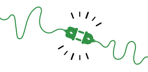 Electric socket with plug icon. Electric plug and outlet socket unplugged. cable of energy disconnect sign. symbol electric plug design