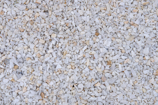 Fine white crushed stone close-up, texture