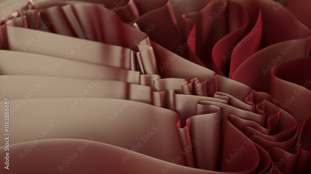 Poster smooth, elegant satin ribbons in shades of red and beige intertwine, forming a visually captivating 