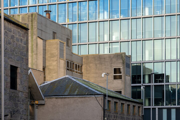 28 December 2024. Aberdeen City,Scotland,United Kingdom. This is various styles and ages of architecture all blended within Aberdeen City Centre.