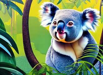 A Koala in the Forest, pop art style
