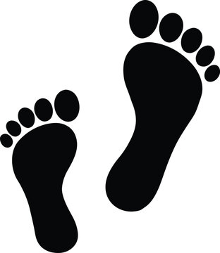 Black footprints silhouette, simple silhouette, minimalist design, graphic illustration Vector