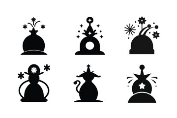  6 bundle of new year black icon 