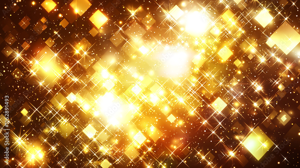 Poster a shimmering background of golden sparkles and lights, creating a magical and festive atmosphere.