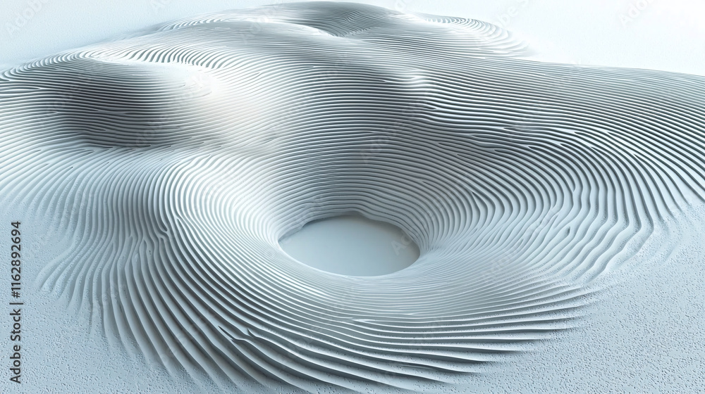 Poster a mesmerizing 3d pattern of lines creating a wave-like structure, evoking a sense of motion and dept