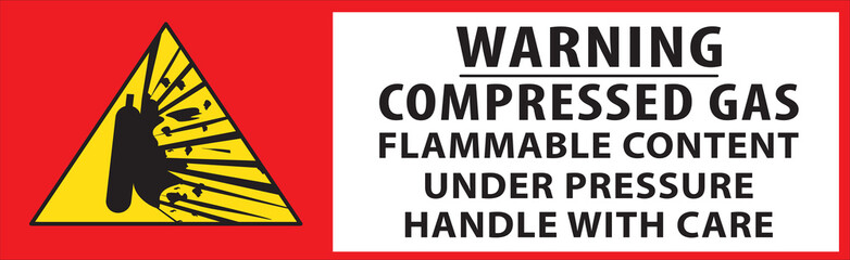 Flammable compressed gas handle with care warning notice vector.eps