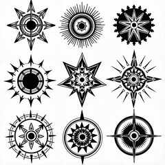 Geometric compass designs in black and white