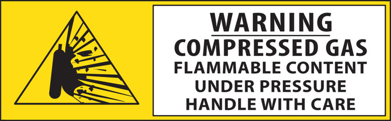 Flammable content compressed gas handle with care warning notice.eps