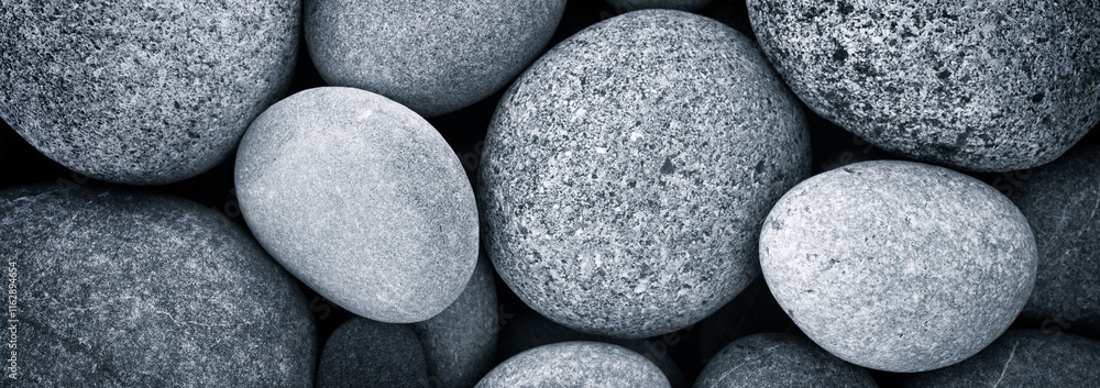Poster web banner abstract smooth round pebbles sea texture background