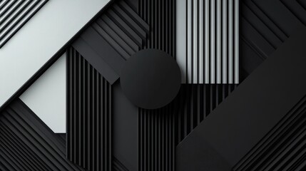Obraz premium Abstract Black and White Geometric Pattern Design: Modern Minimalist Art