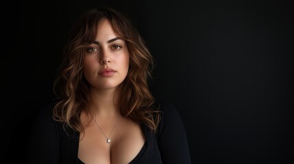 Naklejka premium Empowering portrait of a curvy woman in a studio setting showcasing confidence and beauty