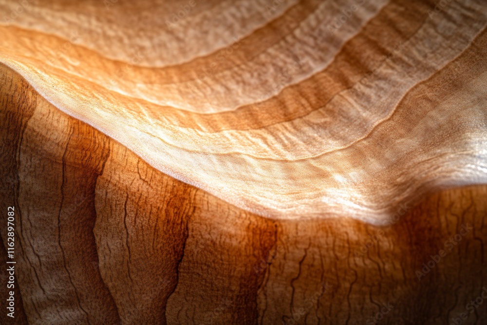Poster close-up of wood grain texture, showing intricate lines and variations in color and light.