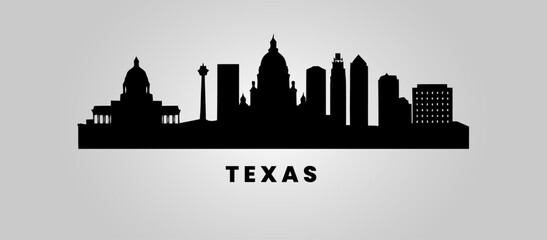 Obraz premium Texas State USA vector skyline city scape silhouettes