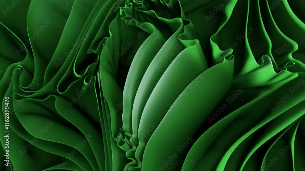 Poster smooth, undulating green waves create a mesmerizing abstract landscape, evoking a sense of fluidity 