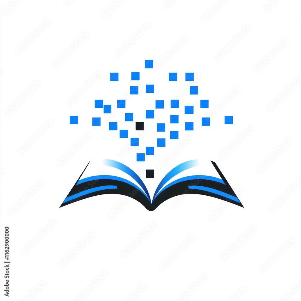 Poster digital data emerging from an open book