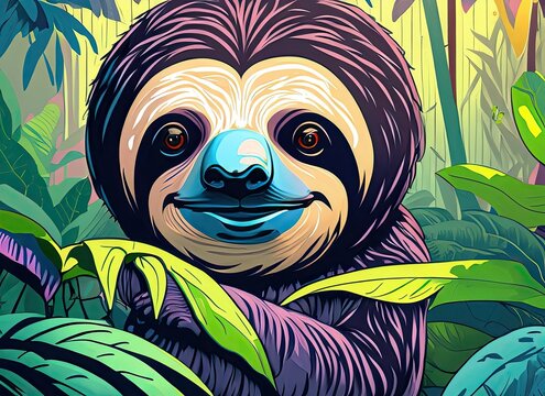 A Sloth in the Jungle, pop art style