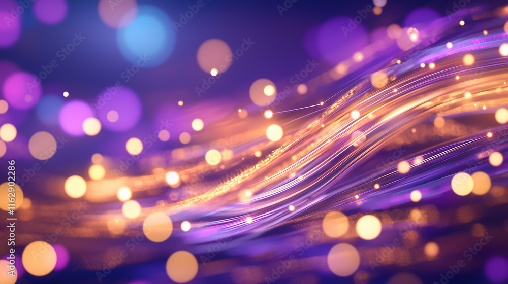 Poster vibrant multicolored light trails in dynamic abstract composition