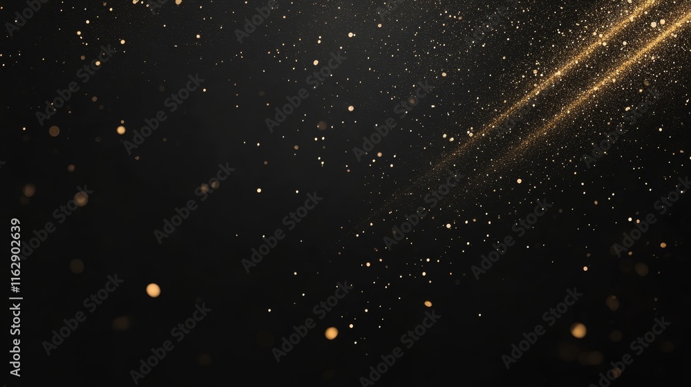 Aufkleber a shimmering background of golden particle on a dark surface, creating an elegant atmosphere.