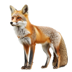 Fototapeta premium Fox stands on transparent background.