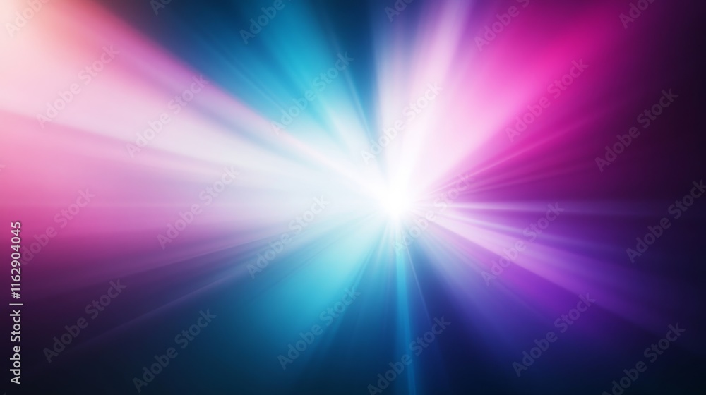 Poster a vibrant burst of colorful light radiating from the center, creating a dynamic visual effect.