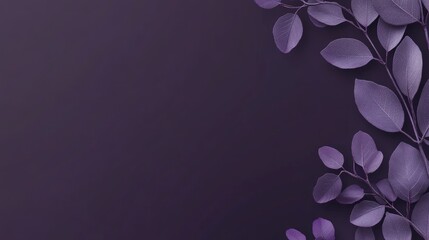 A minimalist design featuring purple leaves against a dark background.