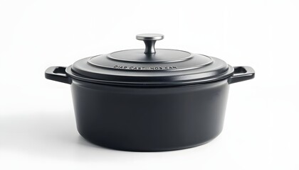 Obraz premium Sleek Black Cast Iron Pot: A Modern Kitchen Essential