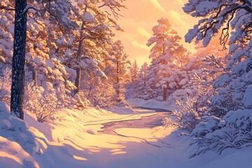 Serene Snowy Forest on St. Stephen's Day