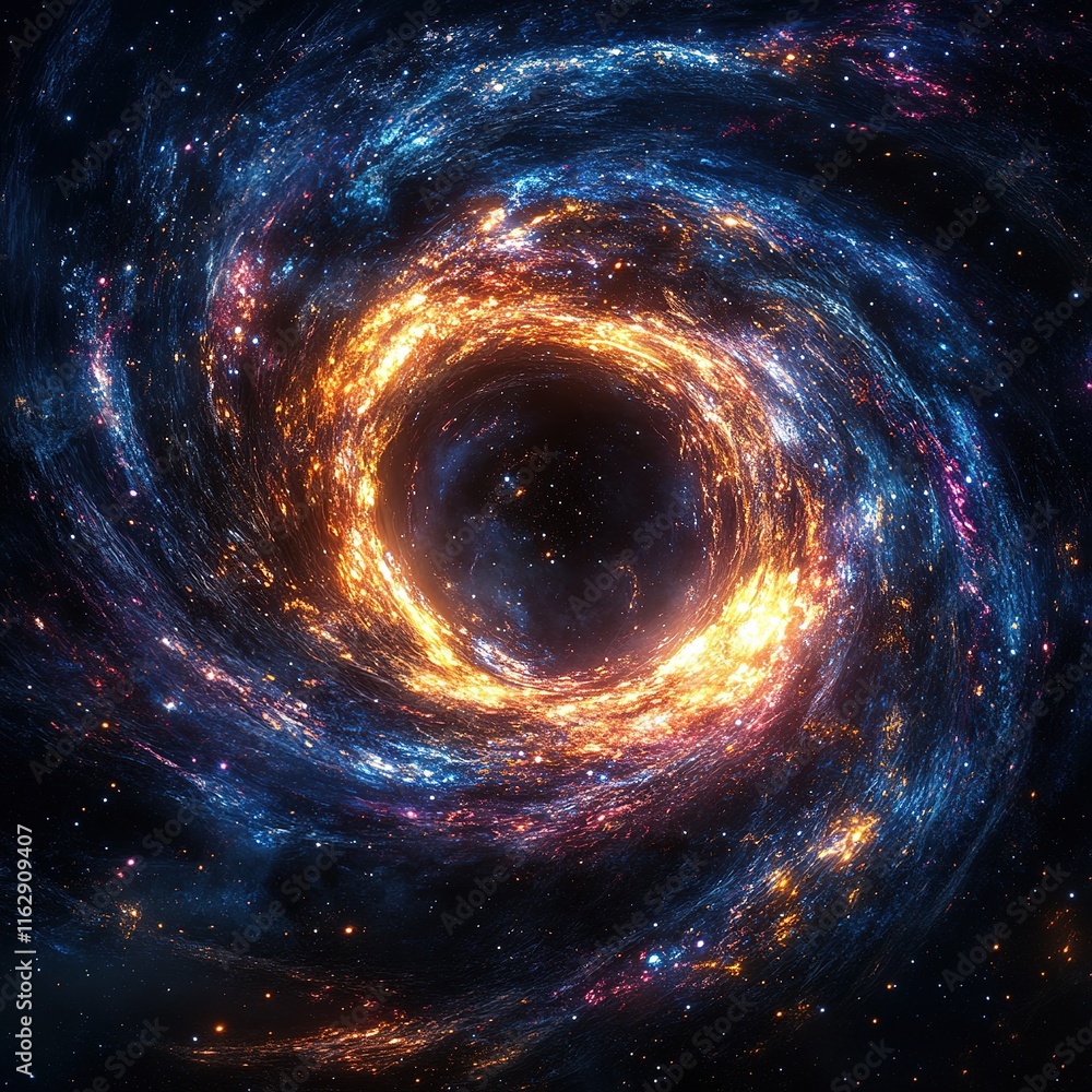 Poster exploring a cosmic phenomenon galactic swirl outer space digital art cosmic environment wide-angle v