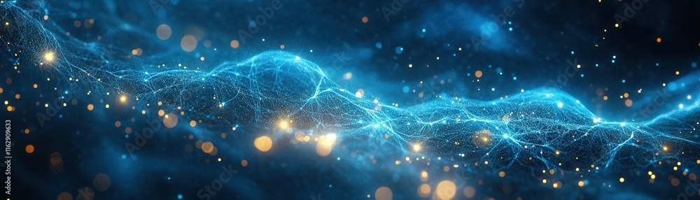 Poster exploring neural networks digital realm abstract art technology depth perspective futuristic concept