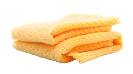 A yellow towel isolated on white background
