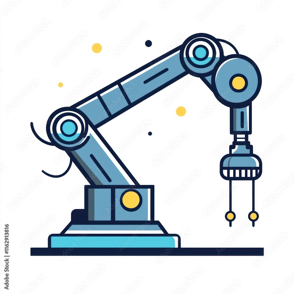 Poster a robotic arm with a multi pronged end effector