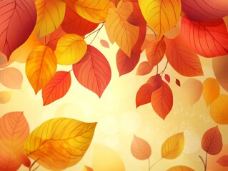 Obraz premium A vibrant display of autumn leaves in warm hues against a soft, blurred background.