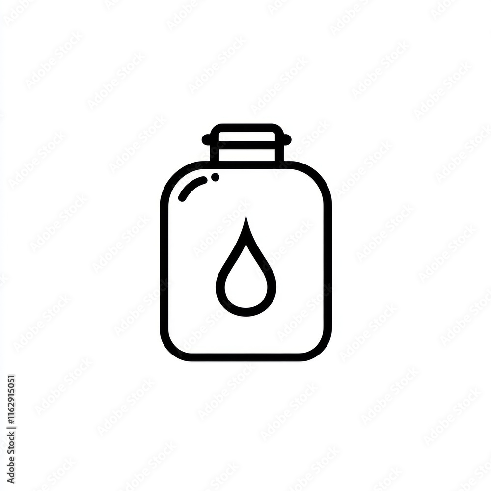 Poster a simple line drawing of a bottle with a water drop