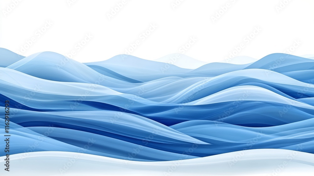 Aufkleber abstract waves in varying shades of blue, creating a serene and calming visual effect.
