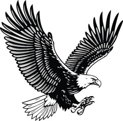 Majestic Bald Eagle Soaring, Wings Spread Wide, Powerful Flight