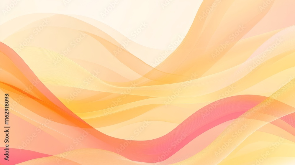 Poster soft, flowing abstract waves in warm hues create a calming visual experience.
