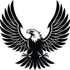 Majestic Black Eagle Wings Spread Wide Soaring High Freedom Power