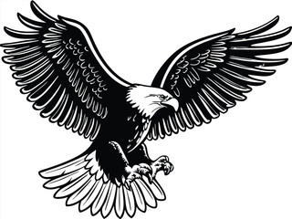 Majestic Bald Eagle Soaring, Wings Spread Wide, Powerful Bird