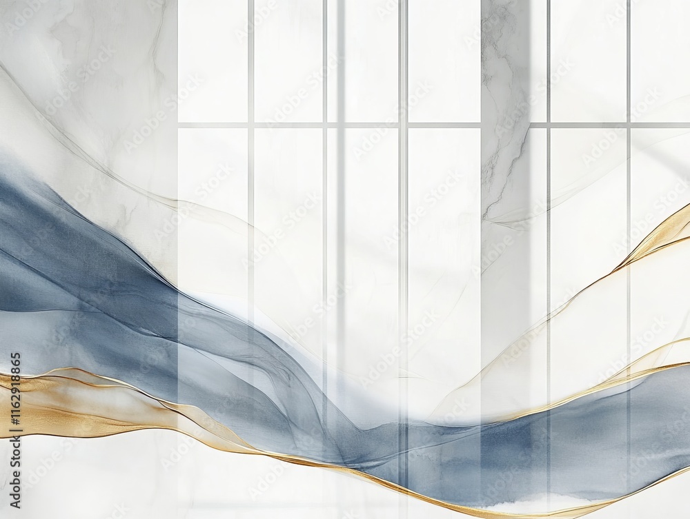Poster abstract design with flowing lines and soft color, suggesting elegance and tranquility.
