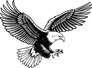 Majestic Bald Eagle Soaring, Wings Spread Wide, Powerful Flight