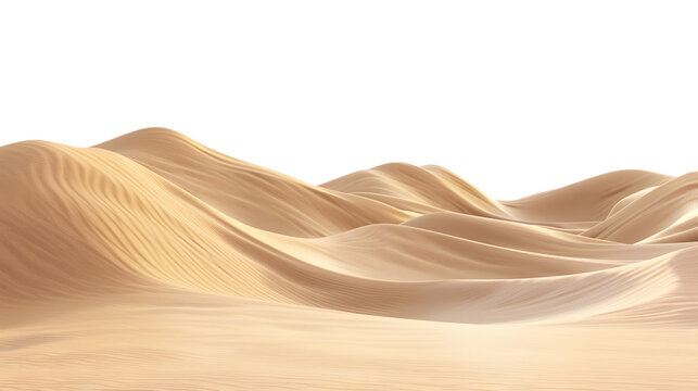 sand dunes with intricate wavy patterns and smooth curves isolated on white background