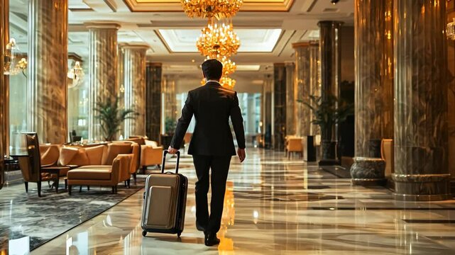 Business Travel in Luxury Hotel Lobby