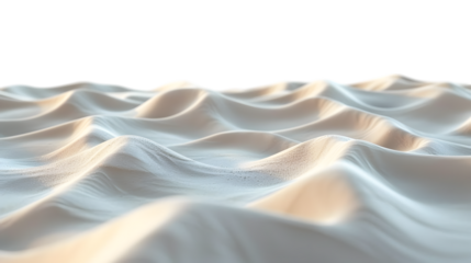 Sand dunes with intricate wavy patterns and smooth curves isolated on white background