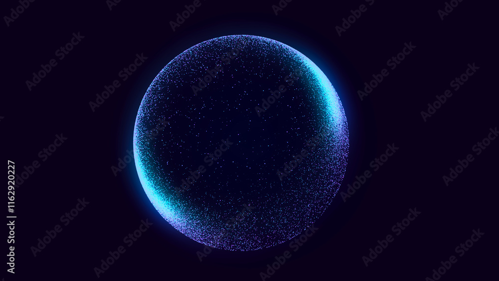Fototapete Abstract technology sphere with connecting dots, lines and triangles. Digital abstract network structure. 3D rendering.