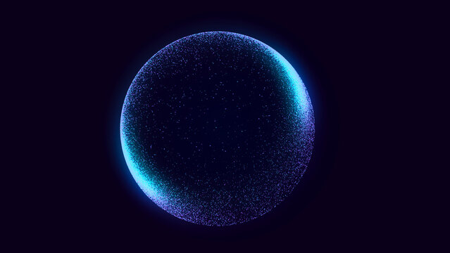 Abstract technology sphere with connecting dots, lines and triangles. Digital abstract network structure. 3D rendering.