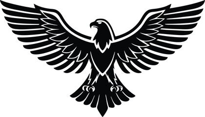 Majestic Black Eagle Wings Soaring High, Powerful Bird Graphic