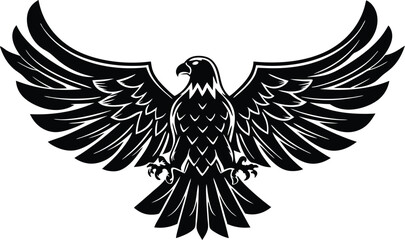 Obraz premium Majestic Black Eagle Wings Spread, Soaring Bird of Prey