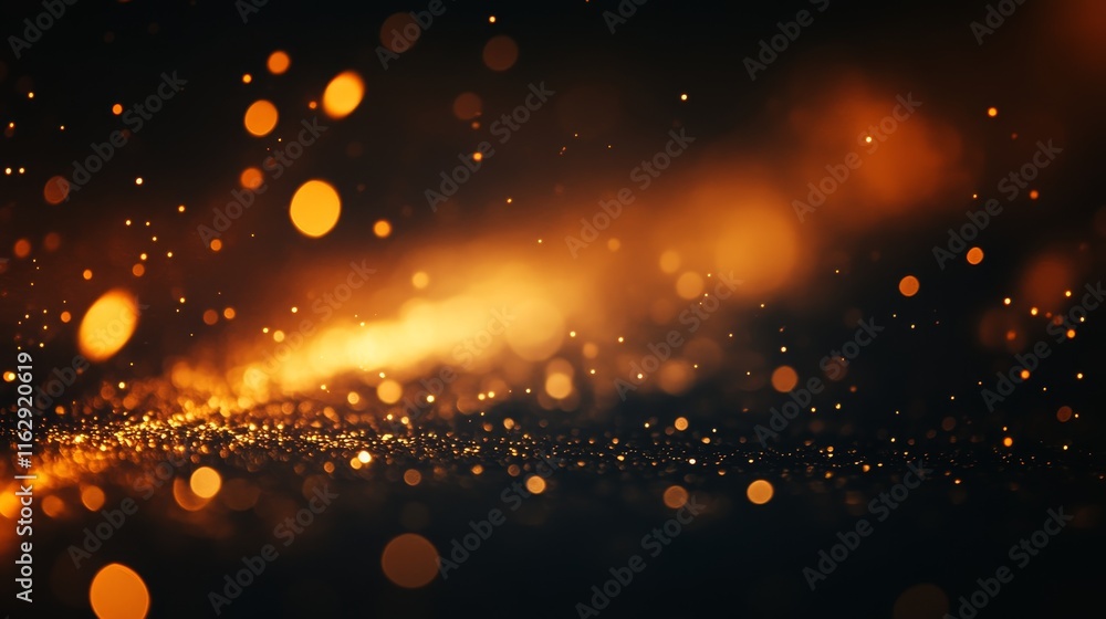 Poster a mesmerizing display of glowing particle creating a warm, atmospheric background.