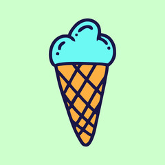 Hand Drawn Candy Ice Cream Cone vector illustration
